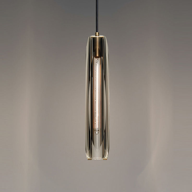 Modern Minimalist Cylindrical Shape Pendant Light Crystal Clear Suspension Light  for Living Room