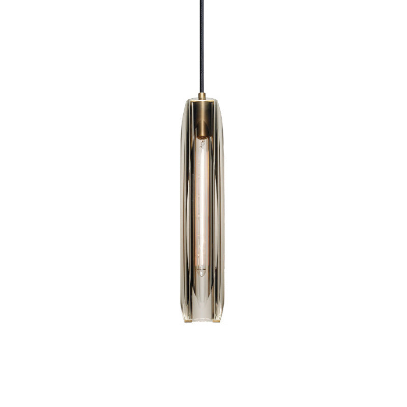 Modern Minimalist Cylindrical Shape Pendant Light Crystal Clear Suspension Light  for Living Room