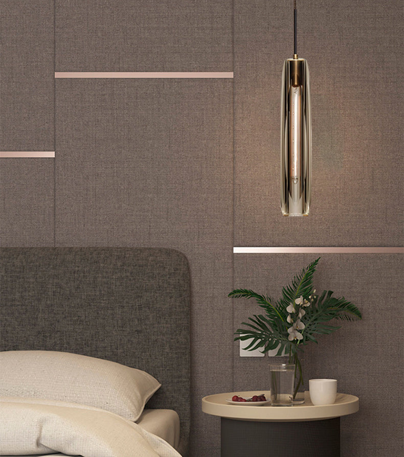 Modern Minimalist Cylindrical Shape Pendant Light Crystal Clear Suspension Light  for Living Room