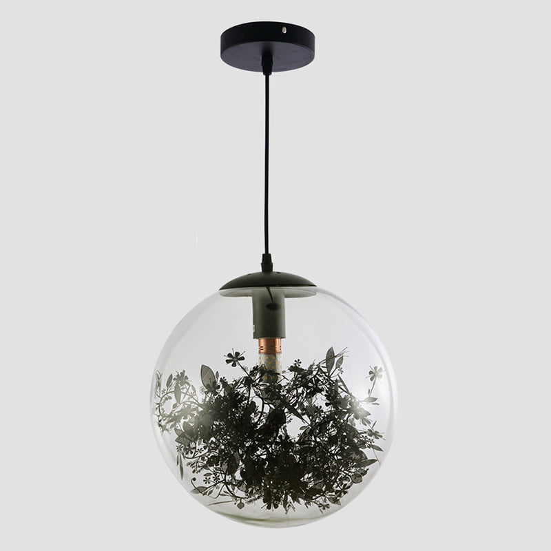 Flower Cluster Silhouette Design Glass Hanging Light Nordic Minimalism Style Globe Pendant Lamp for Bedroom