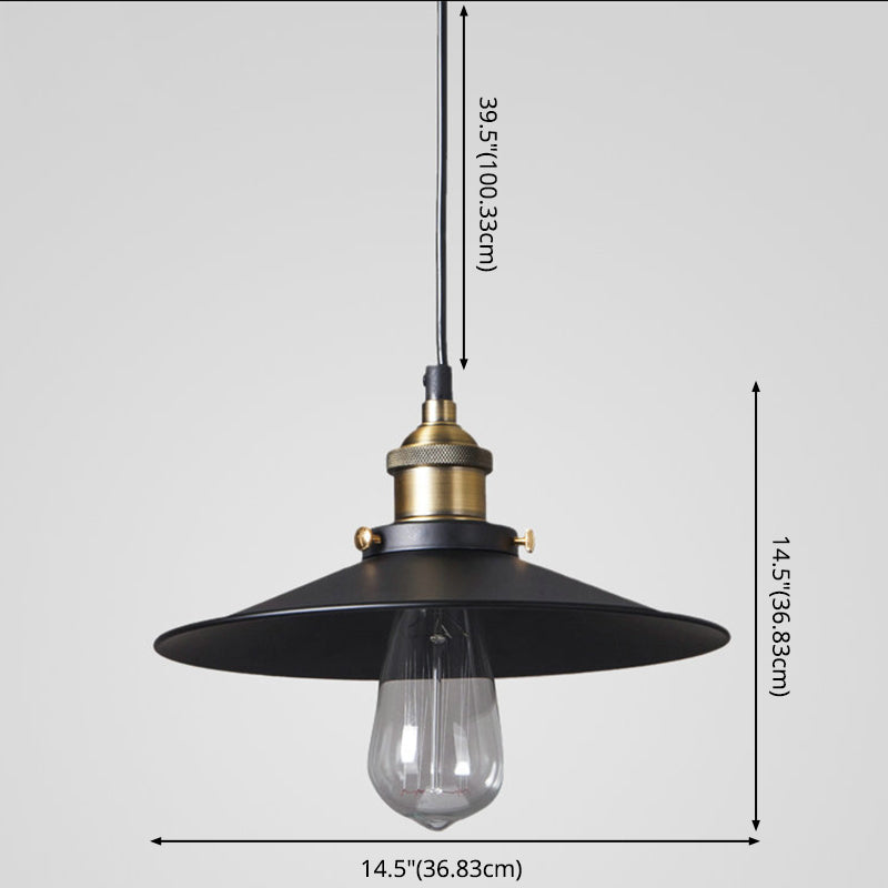 Retro Industrial Style Mini Hanging Light Single Bulb Black Cone Metal Shade Suspension Lamp for Bar