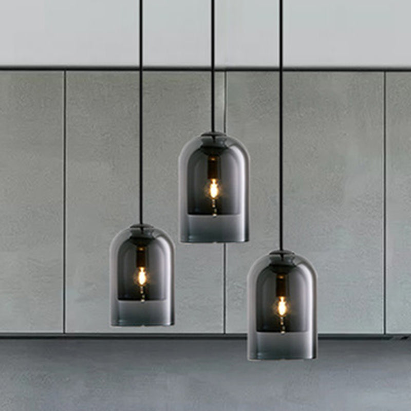 Vetro a forma di campana mini appeso leggero in stile post-moderno minimalismo lampada a sospensione per bar
