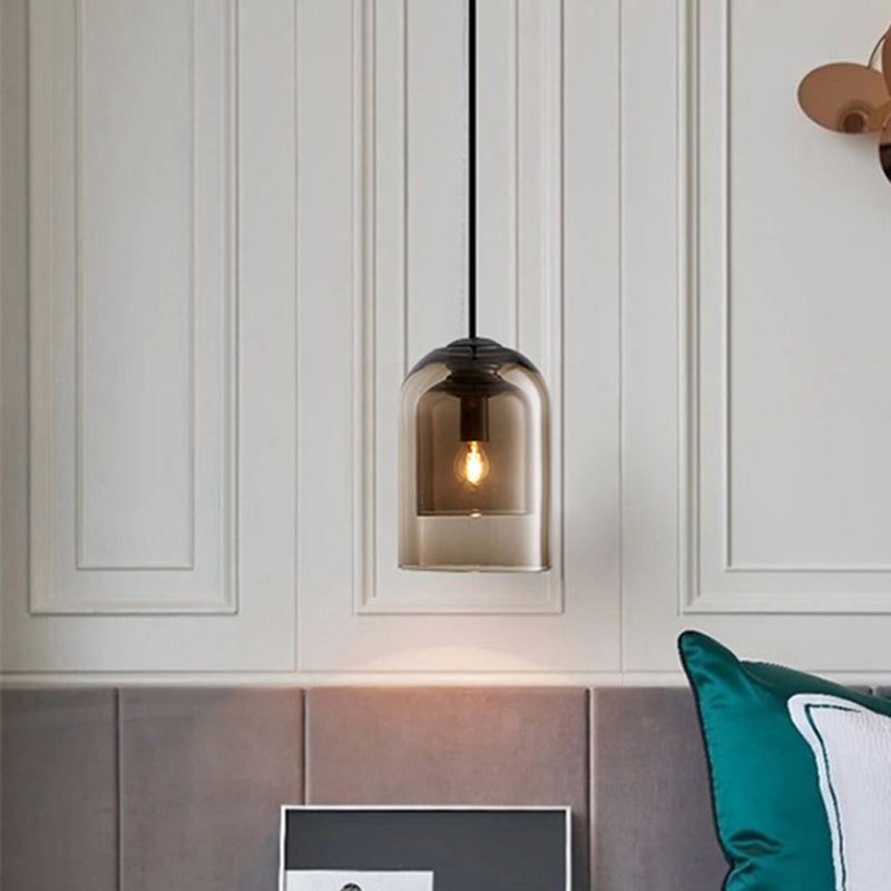 Vetro a forma di campana mini appeso leggero in stile post-moderno minimalismo lampada a sospensione per bar