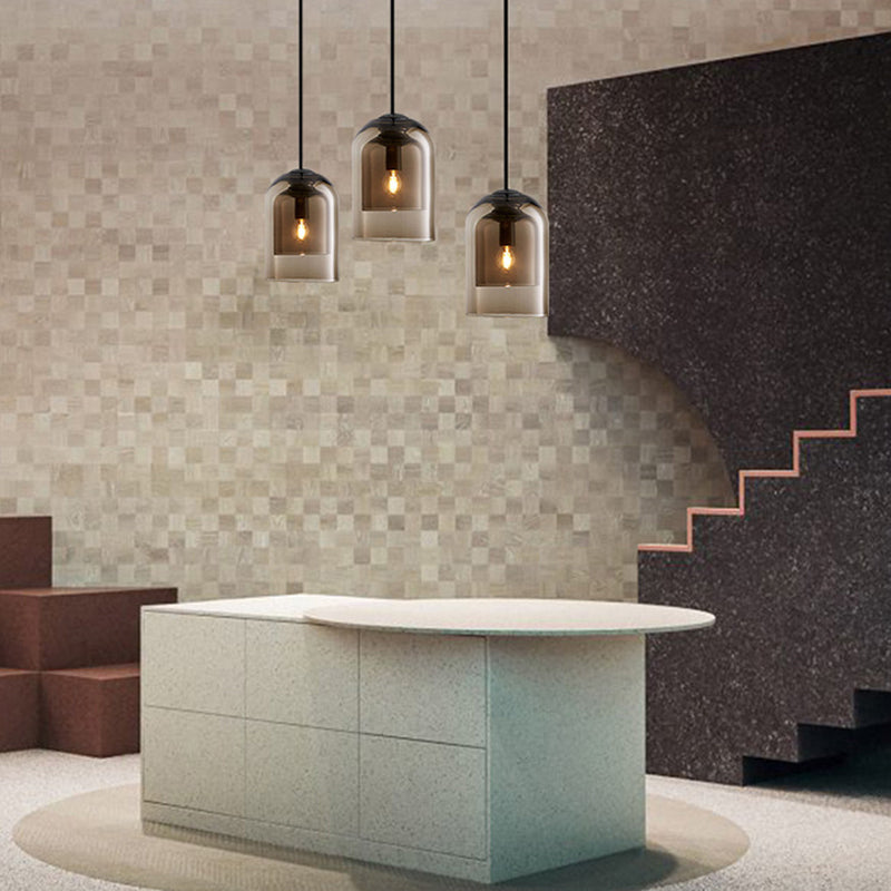 Vetro a forma di campana mini appeso leggero in stile post-moderno minimalismo lampada a sospensione per bar