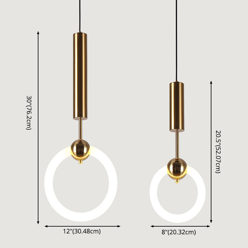 Gold Round Shape Pendant Lamp Modern Minimalist LED Hanging Lamp for Dining Table