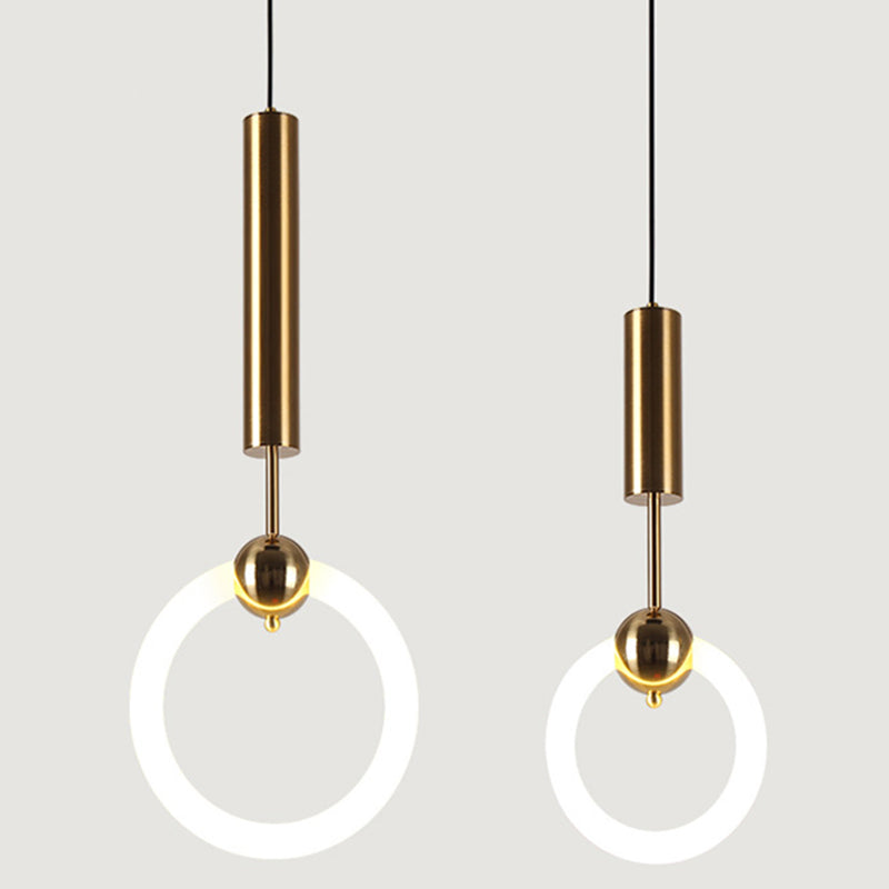 Gold Round Shape Pendant Lamp Modern Minimalist LED Hanging Lamp for Dining Table