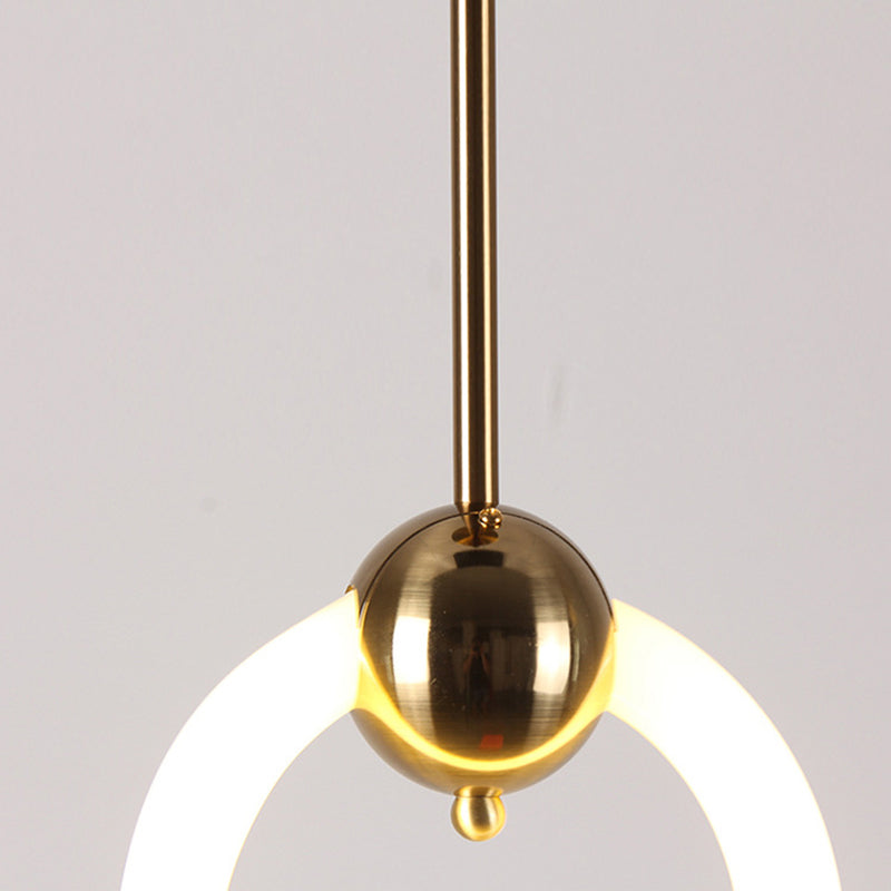 Gold Round Shape Pendant Lamp Modern Minimalist LED Hanging Lamp for Dining Table