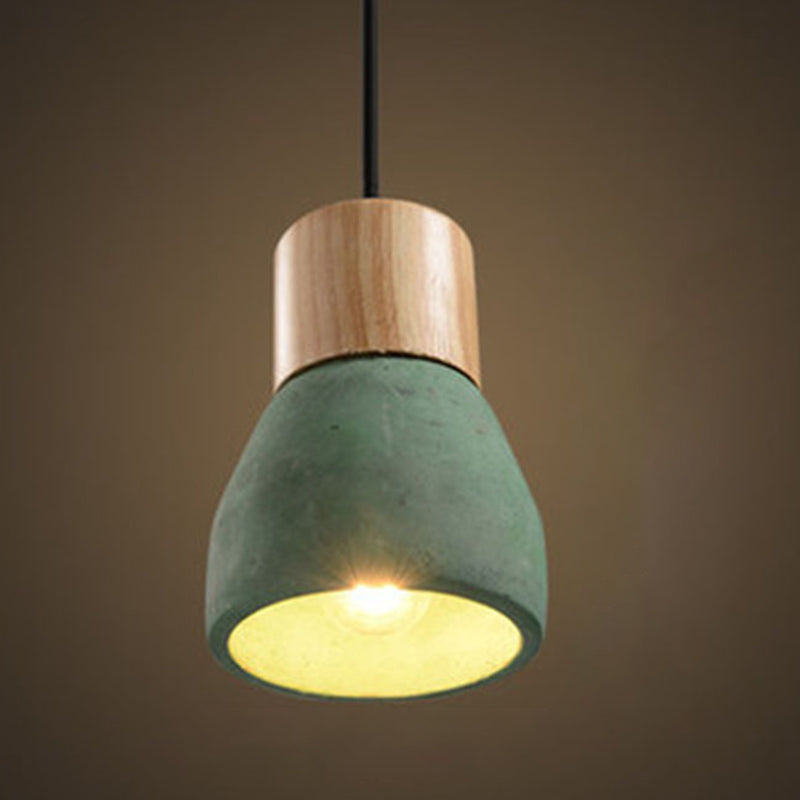 Zement + Massivholz Einfachheit Mini Hanging Light 4,9 "breites nordischer Lampen -Leuchten -Anhänger für das Café