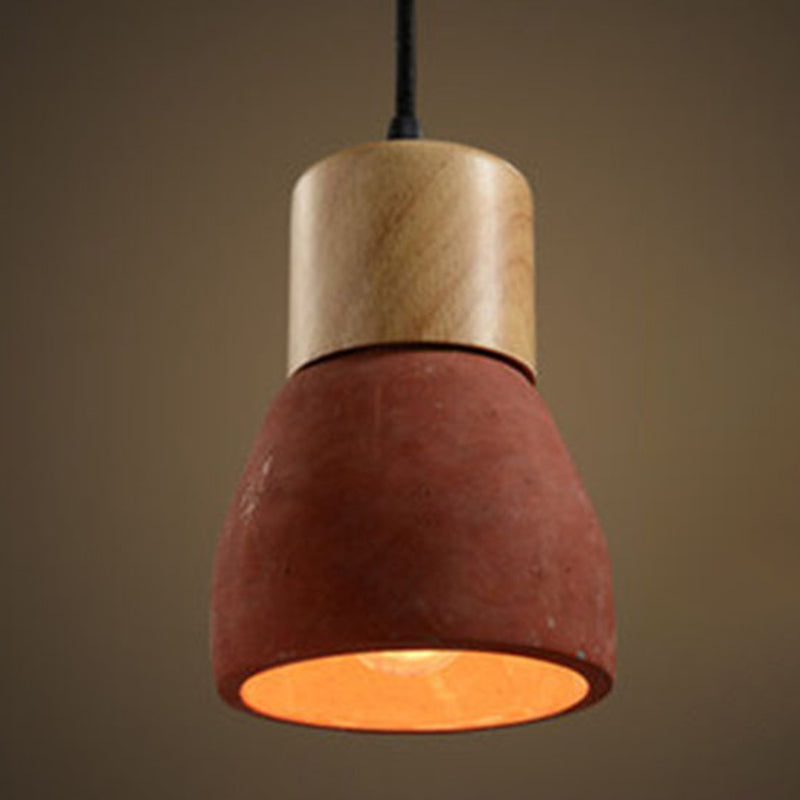 Zement + Massivholz Einfachheit Mini Hanging Light 4,9 "breites nordischer Lampen -Leuchten -Anhänger für das Café