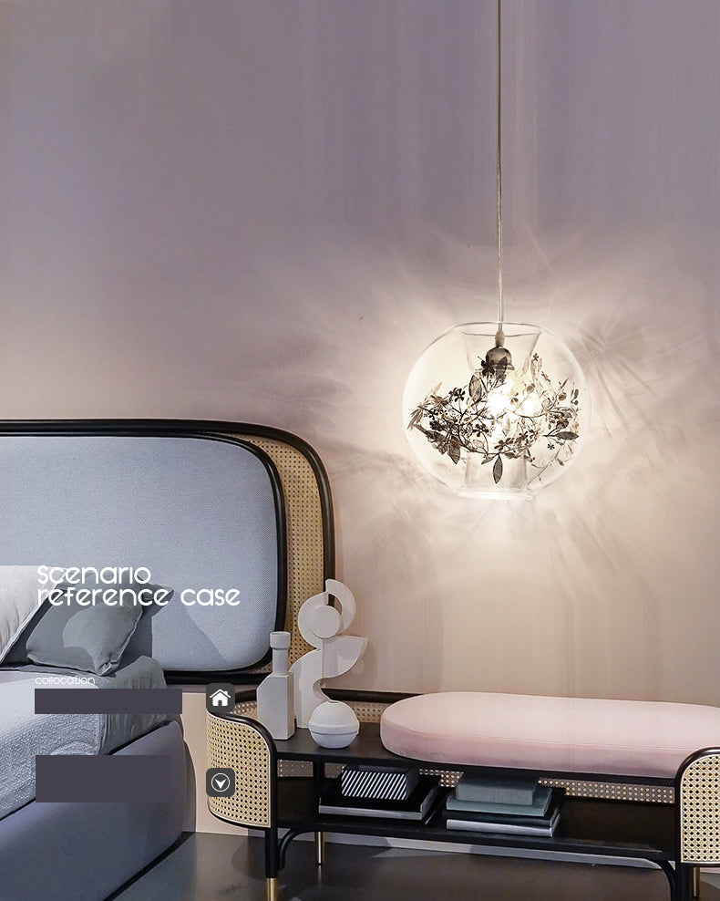 Modern Art Deco Pendant Light Spherical Clear Glass 1 Light Suspension Light  for Living Room