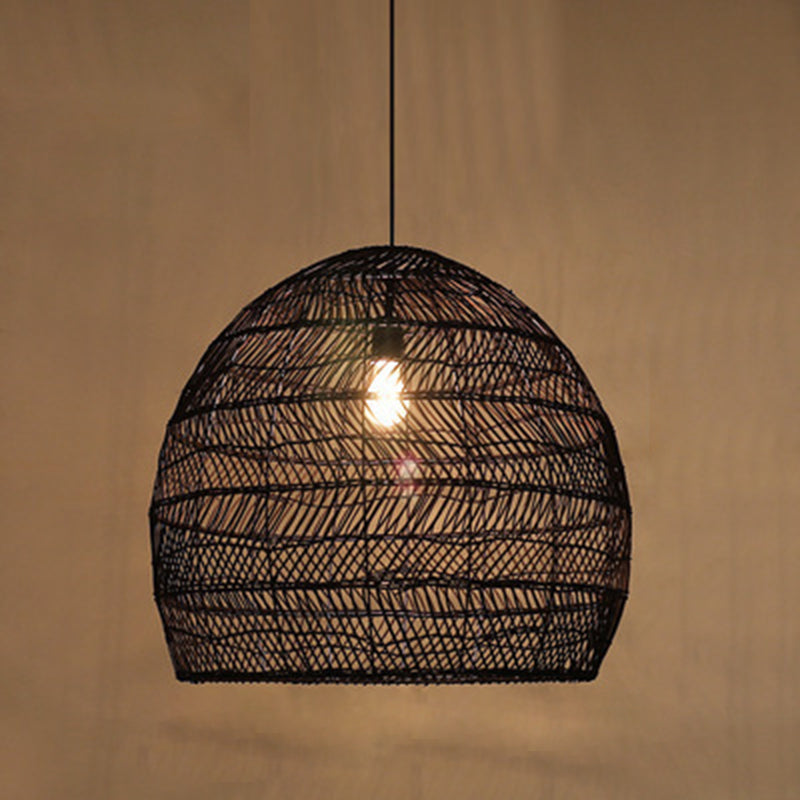 Modern Hand-Woven Suspension Pendant Light Rattan 1 Light Pendant