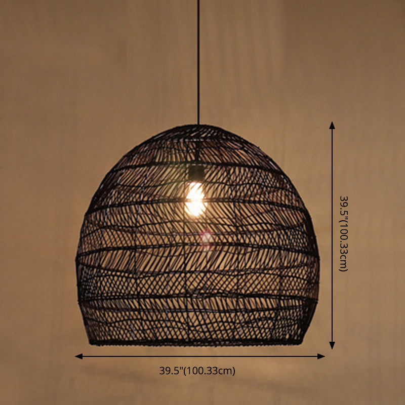 Modern Hand-Woven Suspension Pendant Light Rattan 1 Light Pendant