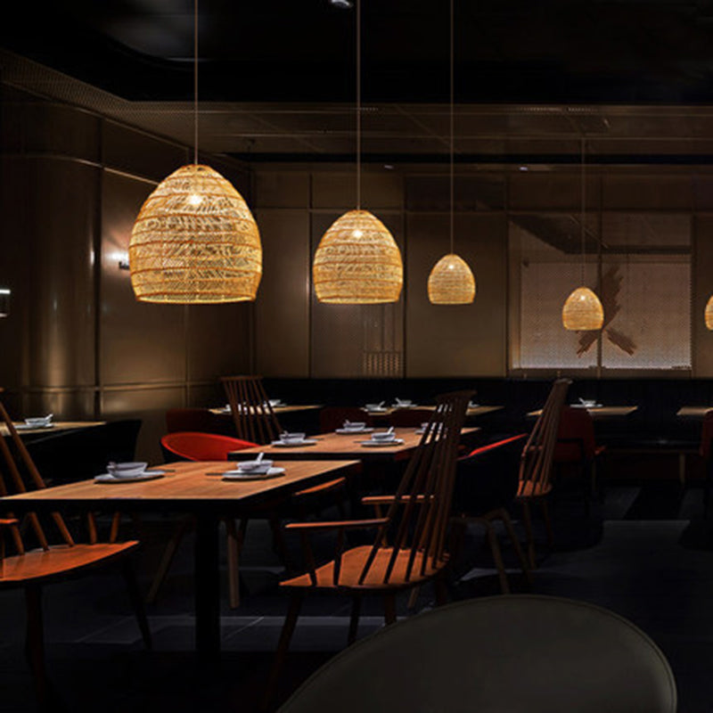 Modern Hand-Woven Suspension Pendant Light Rattan 1 Light Pendant