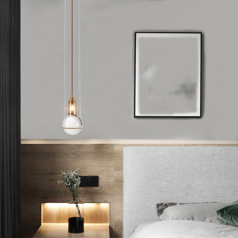 1 Light Pendant Light Modern Minimalist Globe Clear Crystal Shade Hanging Lamp for Living Room