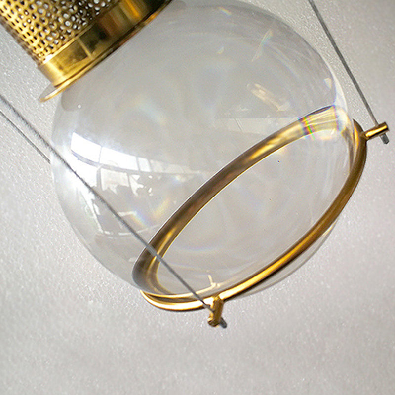 1 Light Pendant Light Modern Minimalist Globe Clear Crystal Shade Hanging Lamp for Living Room
