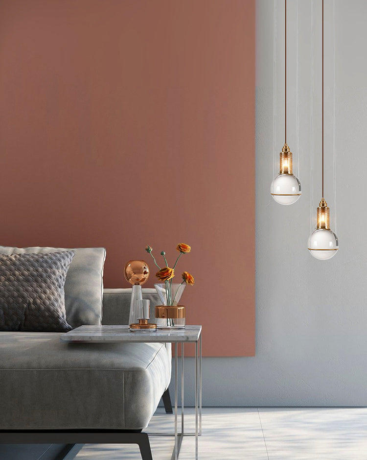 1 Light Pendant Light Modern Minimalist Globe Clear Crystal Shade Hanging Lamp for Living Room