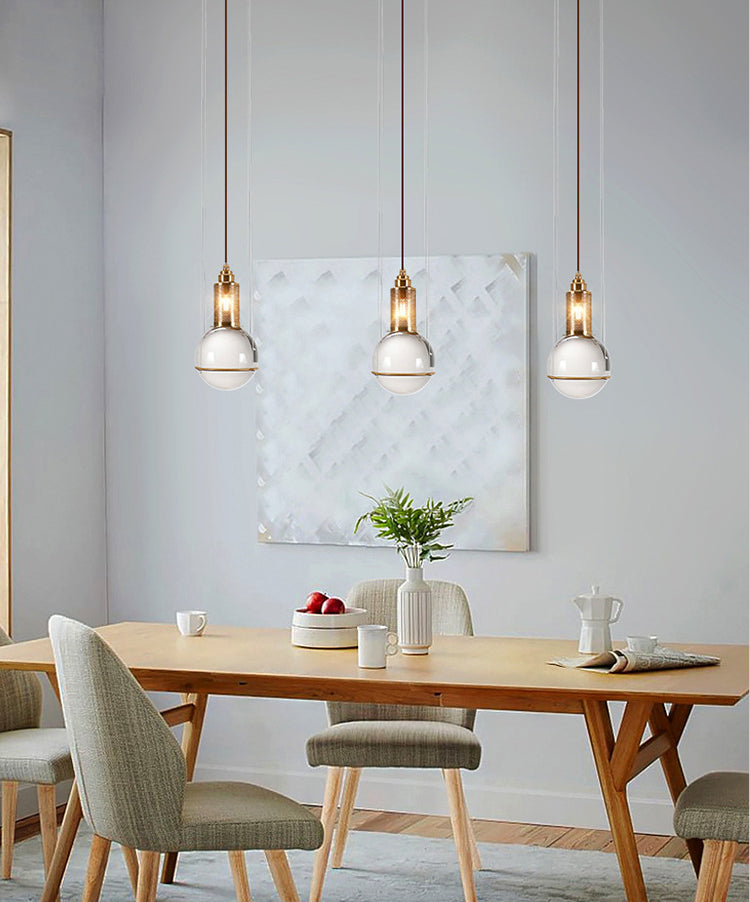 1 Light Pendant Light Modern Minimalist Globe Clear Crystal Shade Hanging Lamp for Living Room