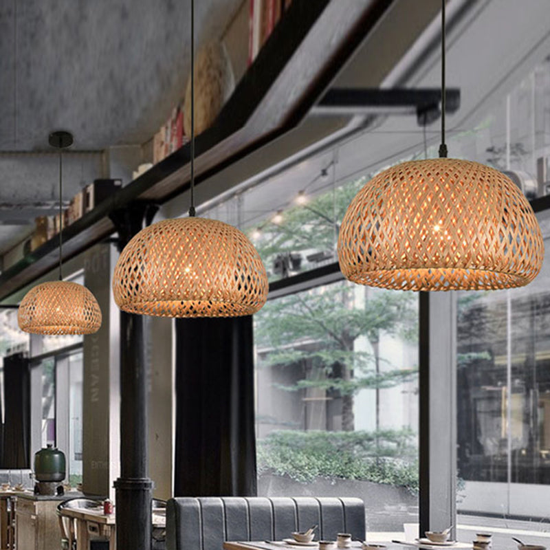 Sospensione tessuta asiatica a sospensione a mano luce rattan 1 ciondolo luminoso