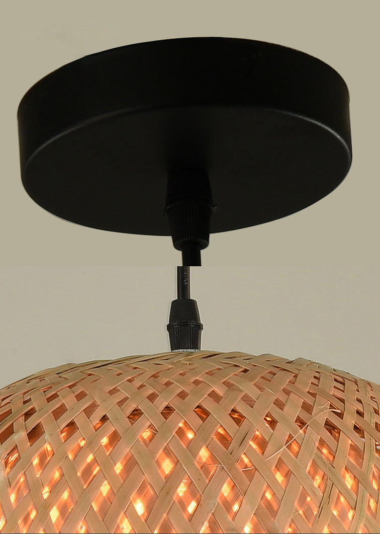 Sospensione tessuta asiatica a sospensione a mano luce rattan 1 ciondolo luminoso