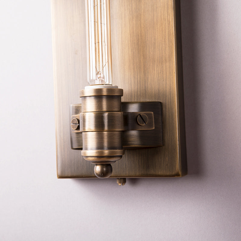 1/2 Heads Bare Bulb Sconce Lighting Vintage Bronze Metal Wall Mount Lamp Fixture with Rectangle Backplate