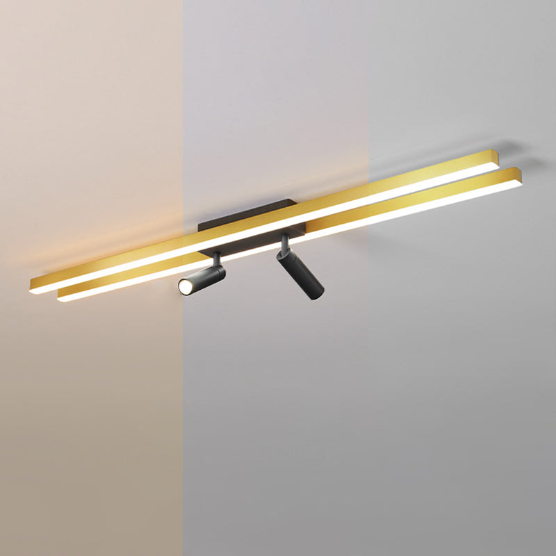 Montaggio a semi-incasso a LED in alluminio dorato in stile moderno e creativo Apparecchio da soffitto a 2 luci per luoghi commerciali
