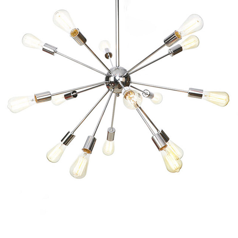 Candelera de metal satelital en forma de ráfaga Estilo industrial de estilo de suspensión de múltiples luces para sala de estar para la sala de estar del dormitorio