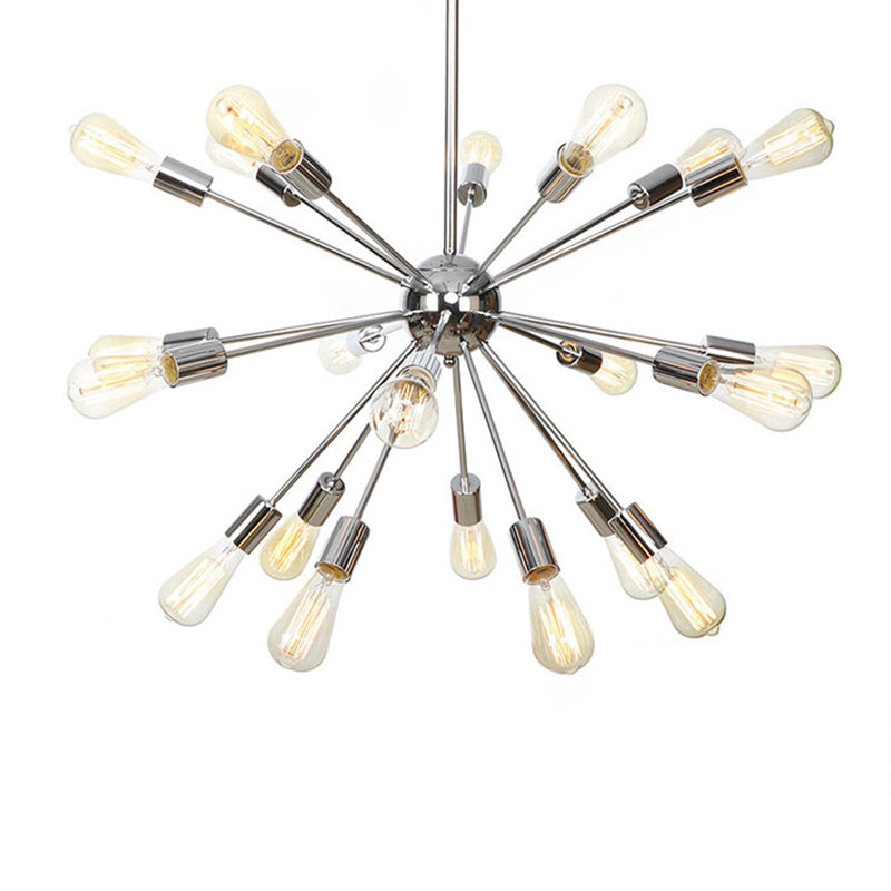 Candelera de metal satelital en forma de ráfaga Estilo industrial de estilo de suspensión de múltiples luces para sala de estar para la sala de estar del dormitorio