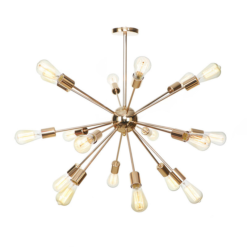 Candelera de metal satelital en forma de ráfaga Estilo industrial de estilo de suspensión de múltiples luces para sala de estar para la sala de estar del dormitorio