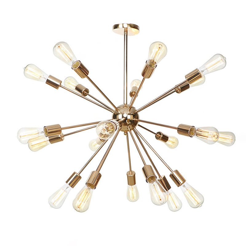 Candelera de metal satelital en forma de ráfaga Estilo industrial de estilo de suspensión de múltiples luces para sala de estar para la sala de estar del dormitorio