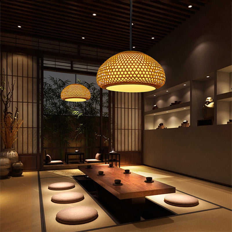 Chinese Pendant Lighting Fixtures Bamboo Hanging Light with Hanging Cord for Restaurant