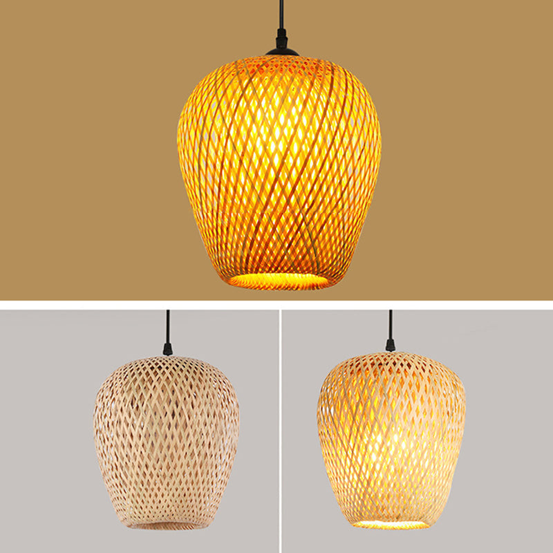 Chinese Pendant Lighting Fixtures Bamboo Hanging Light with Hanging Cord for Restaurant