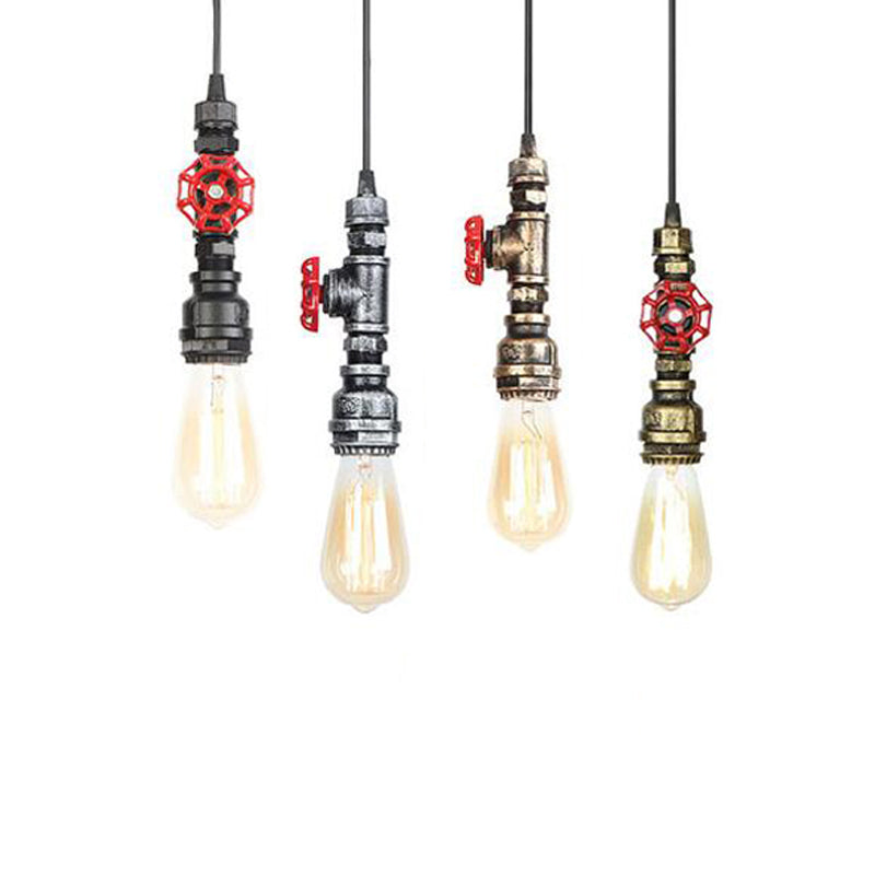 Pipada de agua de 1 luces Luz colgante Vintage Estilo industrial Flexión de iluminación de bombilla desnuda para restaurantes Cafetería