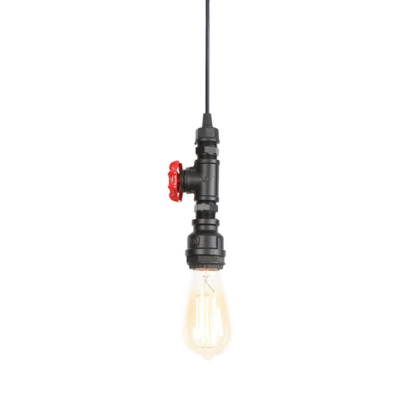 1-Light Water Pipe Hanging Light Vintage Industrial Style Bare Bulb Lighting Fixture for Restaurants Coffee Shop