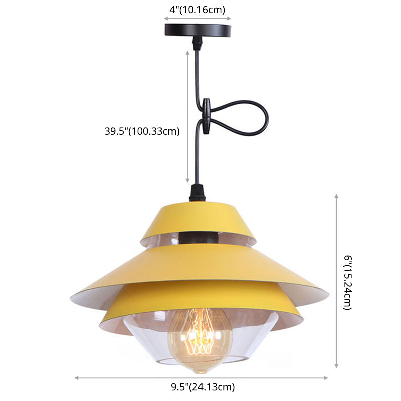 Lagen ontwerp Noordse macaroon-stijl hangend licht 1-licht eenvoud metalen suspensielampje