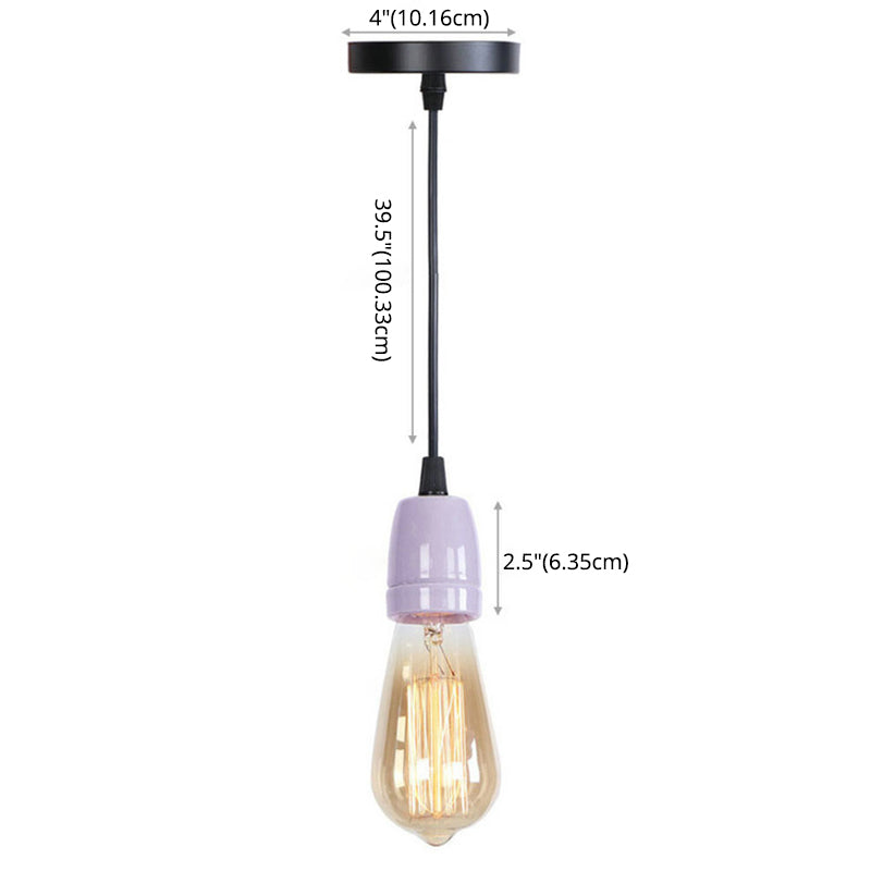 Single Bulb Ceramics Mini Hanging Light Macaroon Style Simplicity Pendant Lamp for Stairs Corridor