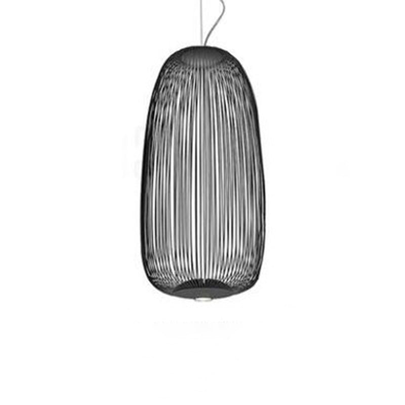 Oval Forged Iron Cage Pendant Lighting Modern Minimalist LED Hanging Lamp for Living Room
