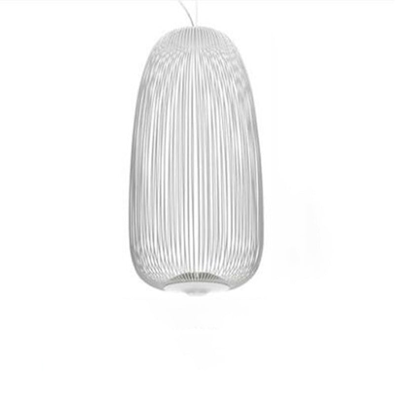 Oval Forged Iron Cage Pendant Lighting Modern Minimalist LED Hanging Lamp for Living Room