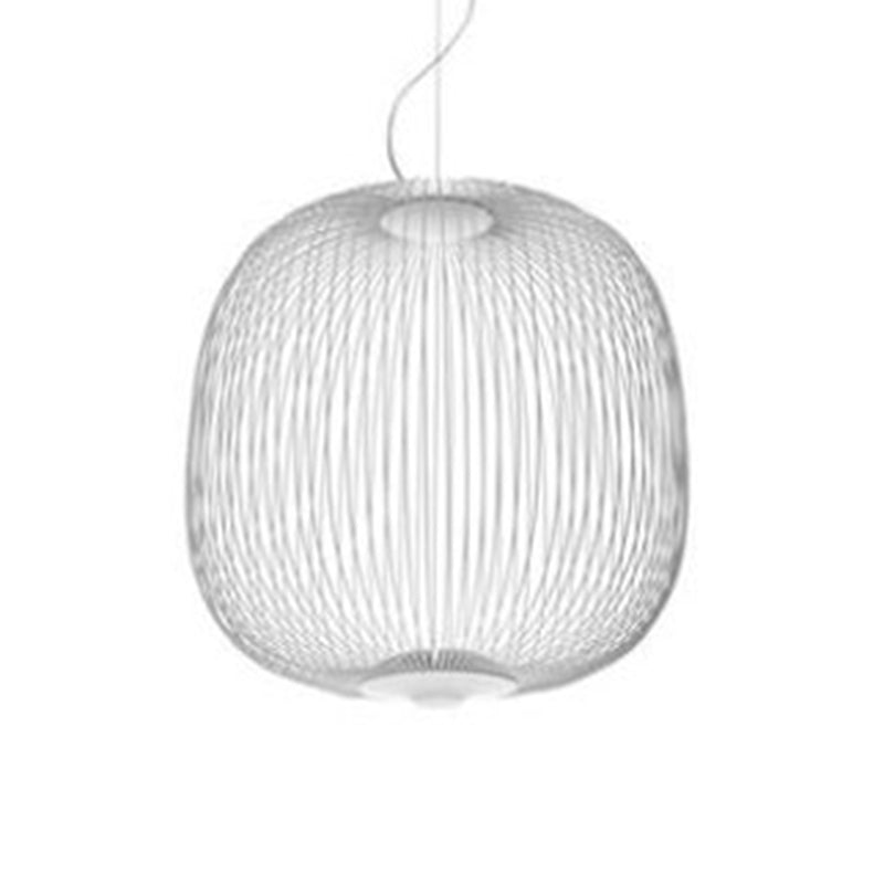 Oval Forged Iron Cage Pendant Lighting Modern Minimalist LED Hanging Lamp for Living Room