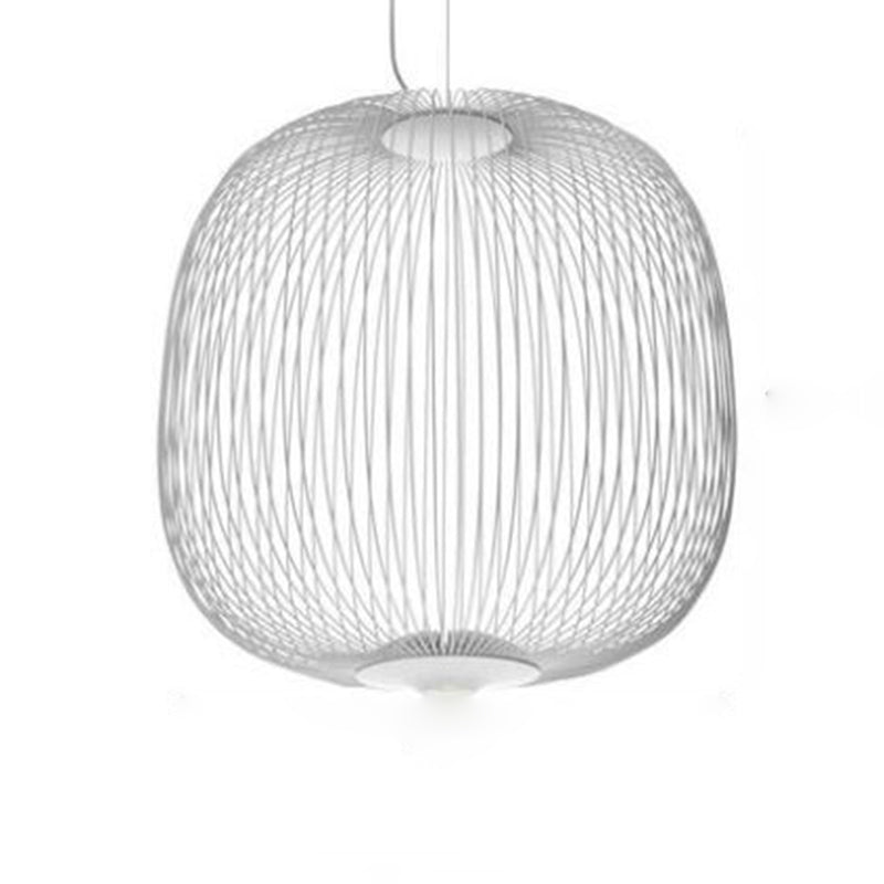 Oval Forged Iron Cage Pendant Lighting Modern Minimalist LED Hanging Lamp for Living Room