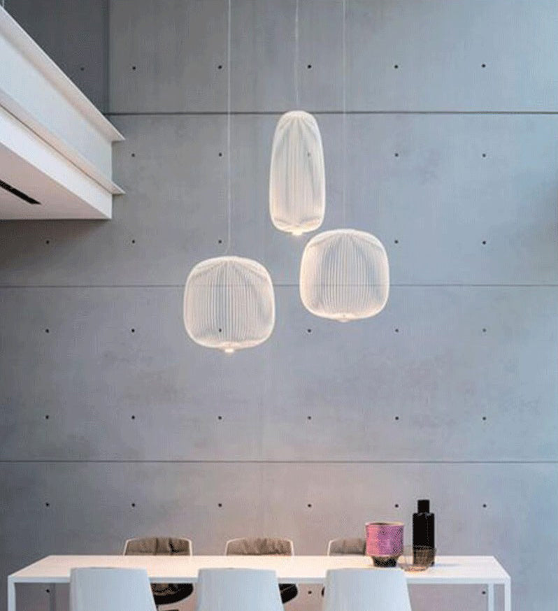 Oval Forged Iron Cage Pendant Lighting Modern Minimalist LED Hanging Lamp for Living Room