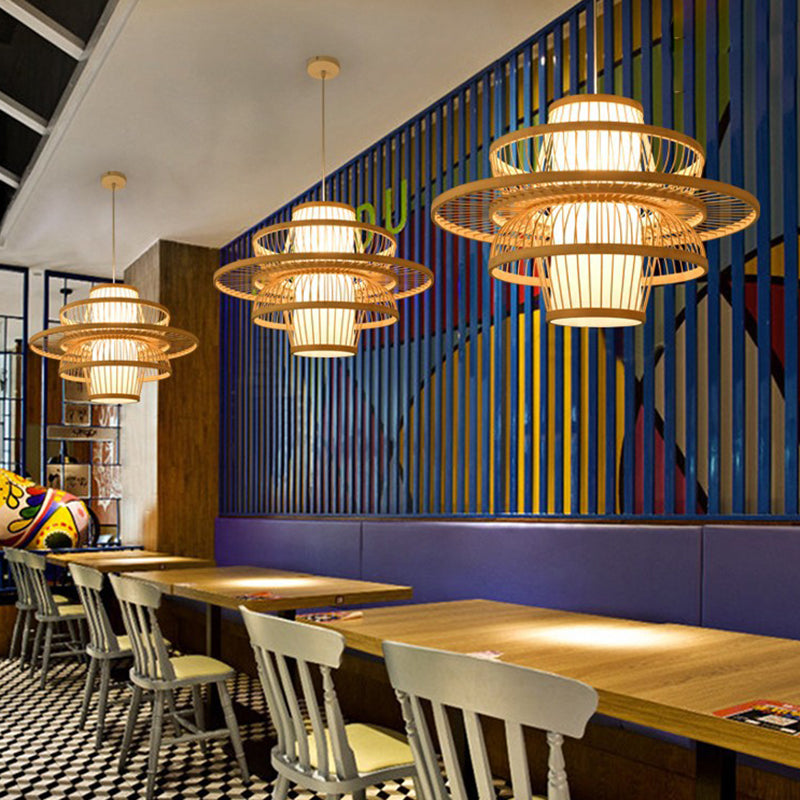 Moderne handgedrehte Deckenlampe Bambus Deckenlampe