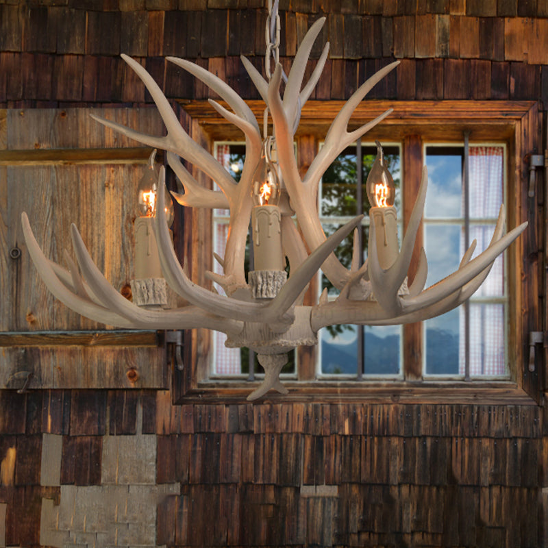 Résine White Chandelier Pendant Lighting Candelabra 4/6/8 têtes Rustique suspendue