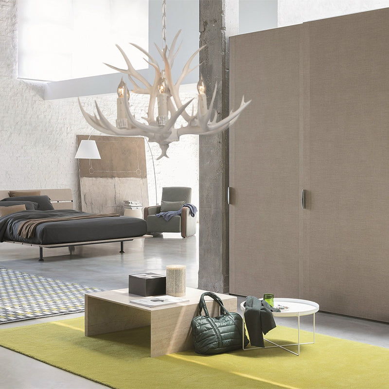 Résine White Chandelier Pendant Lighting Candelabra 4/6/8 têtes Rustique suspendue