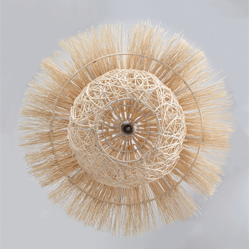 Asian Hand Twisted Ceiling Pendant Lamp Rattan 1 Light Ceiling Lamp