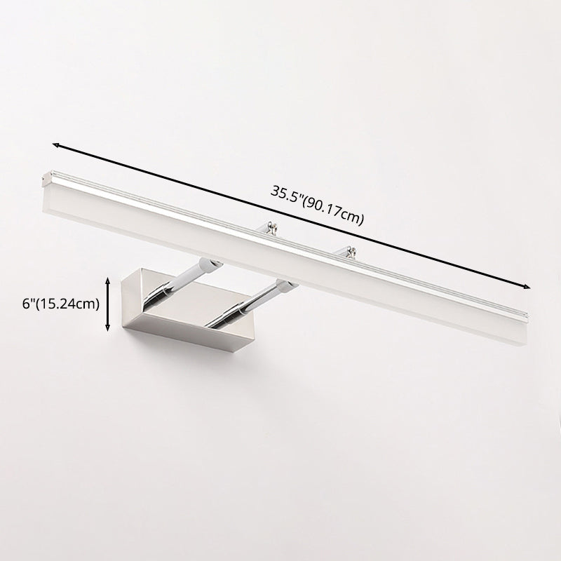Luz de baño lineal Medida de pared Montada LED de acero inoxidable LED moderno de pared en plata