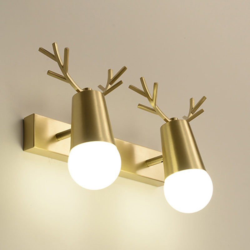 Badezimmer Wandmontage Leuchte zeitgenössische goldene Wandleuchten mit Geweih Metallschatten