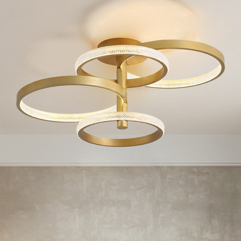 Rotatable Gold Ring Massimale Lampada Moderno Stylish 37,5 "/45" L LED Acrilico Semiflush Lighting in Warm / White / Natural Light