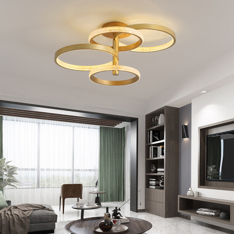 Rotatable Gold Ring Massimale Lampada Moderno Stylish 37,5 "/45" L LED Acrilico Semiflush Lighting in Warm / White / Natural Light