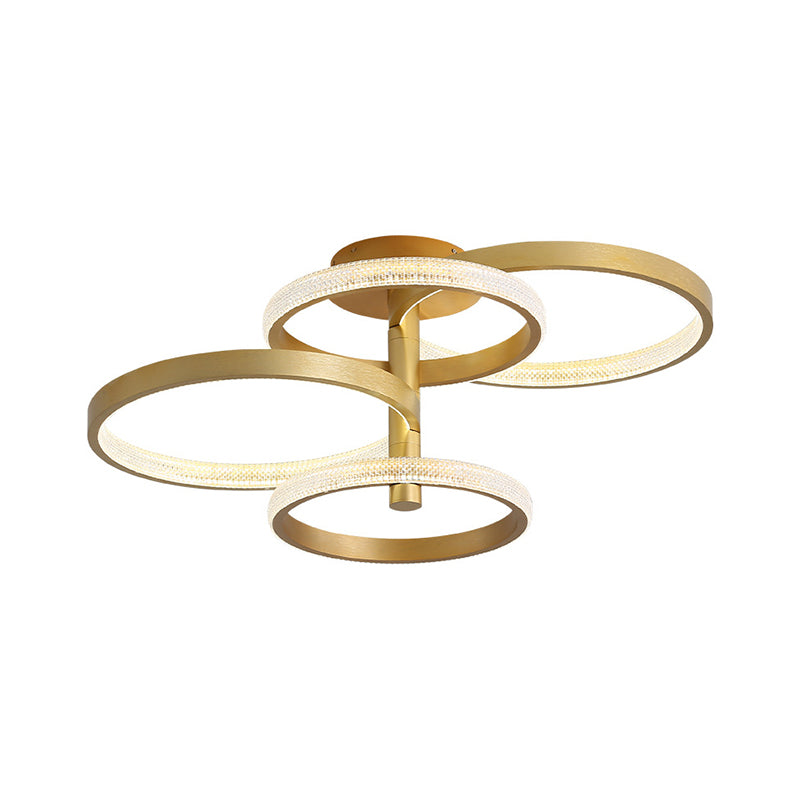 Rotatable Gold Ring Massimale Lampada Moderno Stylish 37,5 "/45" L LED Acrilico Semiflush Lighting in Warm / White / Natural Light