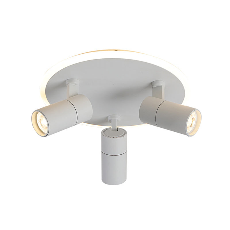 Modern 3-Light LED Flush Mount Lighting Track Light White Spotlight Round Light for Bedroom or Balcony